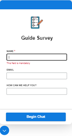 A precontact survey form in a Guidewidget with a survey icon and label at the top.