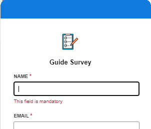 Guide widget that shows a precontact survey that includes an icon and label.