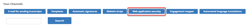 Web Application Security button outlined by a red rectangle.