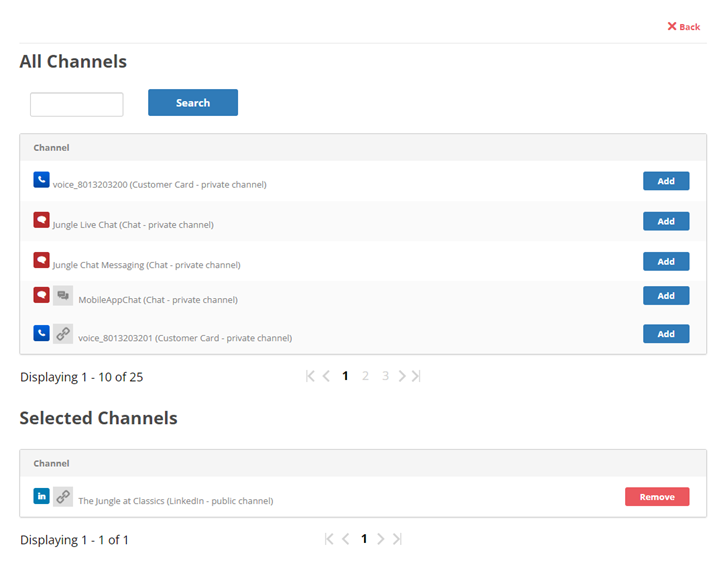 The Included Channels section, where you can select the channels that this role has access to. 