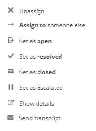 The menu of actions you can perform when you click a case tab.