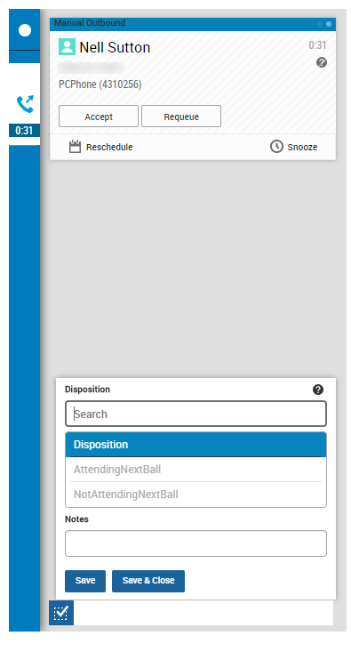 Image of Personal Connection dialer. 