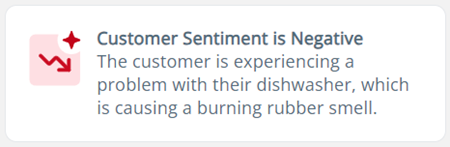 A card in Copilot for Agents that says Customer Sentiment is Negative. Below is an explanation.