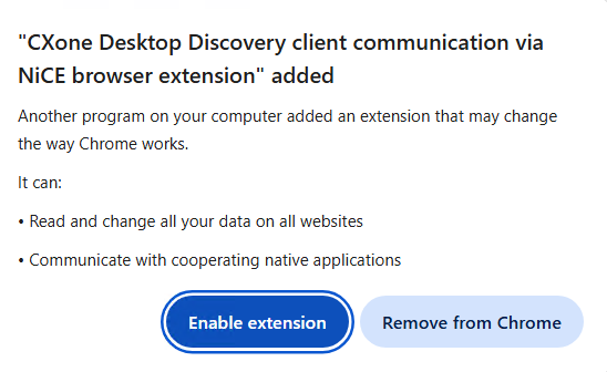 Image of Desktop Discovery Client communication extension for Chrome browser.