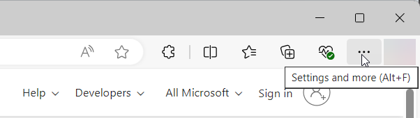 Image of extension settings for Edge browser.