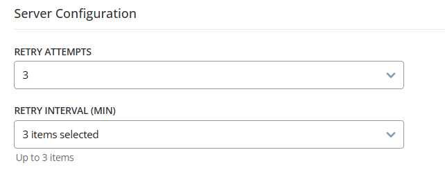 Image of Server Configuration options.