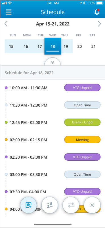 agent mobile app schedule screen