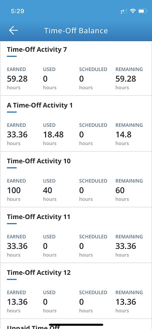 agent mobile app time off balance