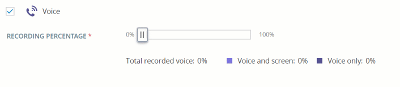 Screenshot of slider to define percent of voice only you want to record