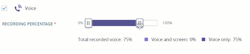Screenshot of slider to define percent of voice and screen you want to record