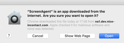 Screenshot of prompt to open ScreenAgent application
