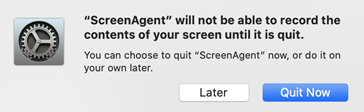 Screenshot of a prompt to quit the ScreenAgent application
