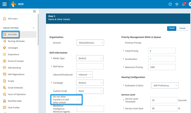 Screenshot of the new option for ACD skills.