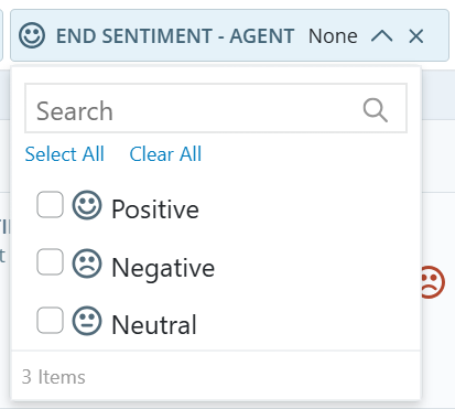 End Sentiment workspace filter only shows options for positive, negative, or neutal sentiment.