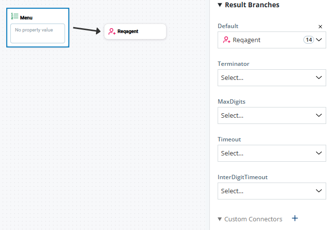 The Result Branches section of the canvas workspace, showing the possible result branch conditions for the MUSIC action.