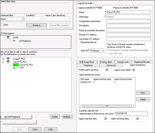 Screenshot of Logical Controller details and Agent Distribution details for PG Explorer Configuration.